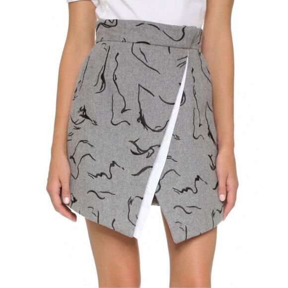 Misha Nonoo Jacqui Wool Gray Skirt Asymmetrical - Picture 1 of 8